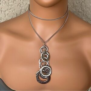 Jules B - Silver Polished & Hammered Open Disc Necklace